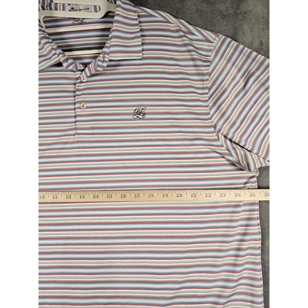 Peter‎ Millar Crown Sport Polo Mens XL Blue Red Stripe Performance Golf Shirt - Picture 9 of 10